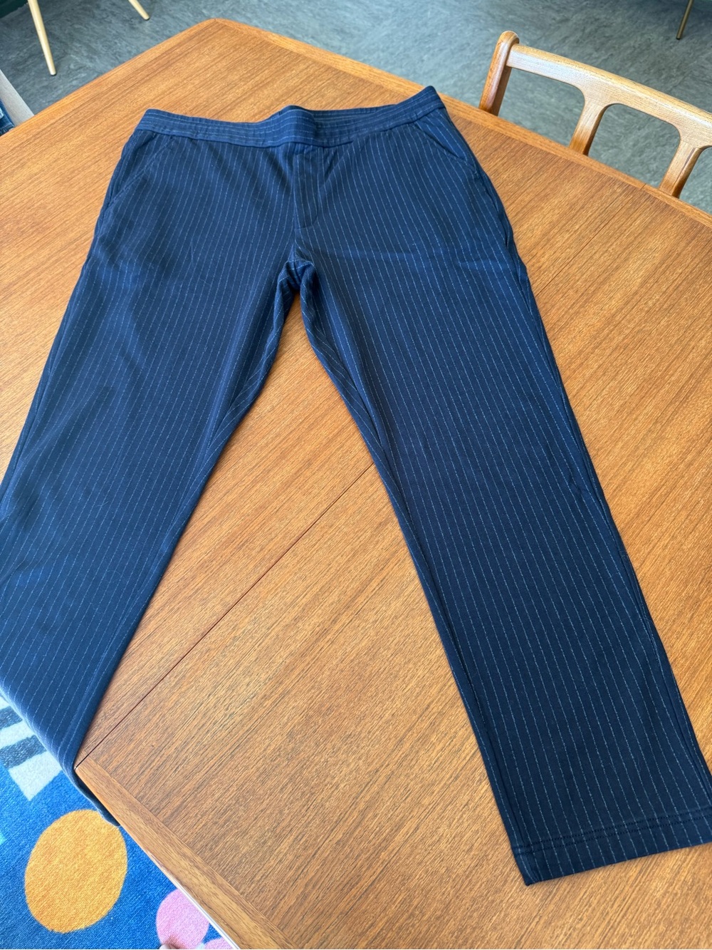 Vince Navy Pinstripe Cotton Pants